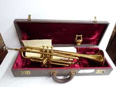 Silvertone Trumpet with Case and Sheet Music