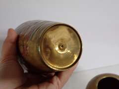 Pair of Floral Decorated Solid Brass Vases - Made in India