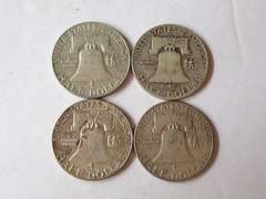 (4) FRANKLIN HALF DOLLAR COINS - 90% SILVER