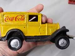 Cast Iron Coca-Cola Delivery Truck and Mini Plastic Bottle Crates