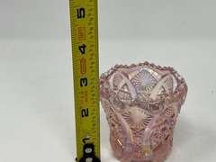 Vintage Imperial pink carnival glass toothpick holder, see pictures for details.