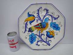 Pair of Mancinielli Deruta Italy Decorative Plates with Bird Design