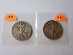 1942 & 1943 WALKER HALF DOLLAR COINS