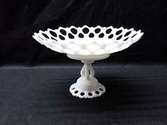Lace Edge Milk Glass Compote - Possibly Fenton