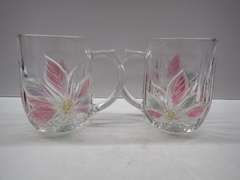 Floral Decorated Mug Set with Decorative Tray - Made in Occupied Japan