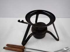 Vintage Green Enamel Fondue Set