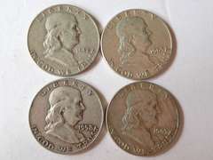 (4) FRANKLIN HALF DOLLAR COINS - 90% SILVER