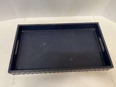Leather look serving tray with nail head trim, see pictures for details.