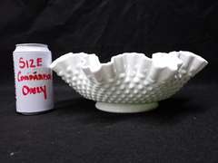 Fenton Milk Glass Hobnail Ruffled Bowl
