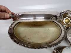 Silver Plated Tea Set with Serving Dishes and Tudor Plate Cutlery