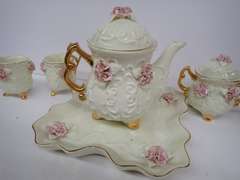 Porcelain Rose Decorated Tea Set