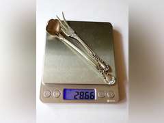 GORHAM STERLING SILVER LEMON FORK AND CREAM LADLE IN FELT POUCH - 28.66 grams
