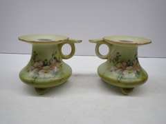 Pair of Nippon Hand-Painted Floral Candle Holders