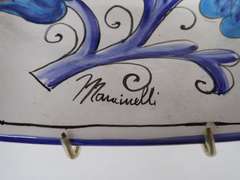 Pair of Mancinielli Deruta Italy Decorative Plates with Bird Design