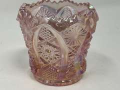 Vintage Imperial pink carnival glass toothpick holder, see pictures for details.