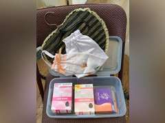 4 TOTES FULL OF NEW PANTY HOSE, NEW KNEE HIGHS, SOCKS & MORE - MASTER BED CLOSET 2