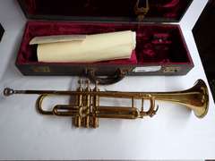 Silvertone Trumpet with Case and Sheet Music