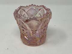 Vintage Imperial pink carnival glass toothpick holder, see pictures for details.