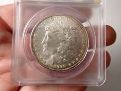 1890 MORGAN SILVER DOLLAR COIN - ANACS MS63
