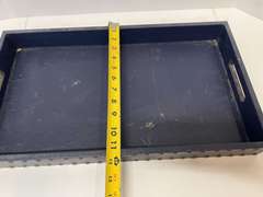 Leather look serving tray with nail head trim, see pictures for details.