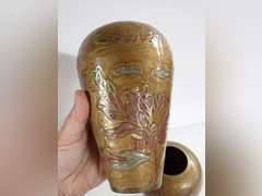 Pair of Floral Decorated Solid Brass Vases - Made in India