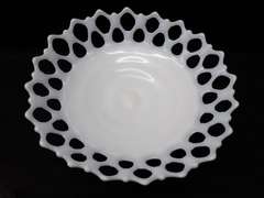 Lace Edge Milk Glass Compote - Possibly Fenton