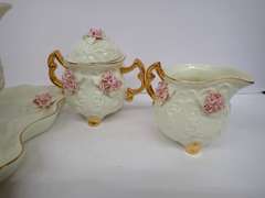 Porcelain Rose Decorated Tea Set
