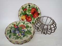 Sakura Oneida Sonoma Fruit Plates with Metal Candle Holder