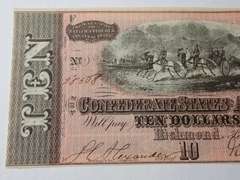 1864 CONFEDERATE STATES OF AMERICA $10 BANK NOTE