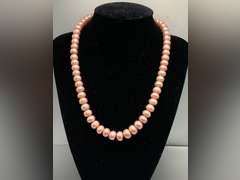HONORA BUTTON CULTURED FRESHWATER PEARL 17" LONG PINK NECKLACE WITH 925 STERLING CLASP - CHECKOUT