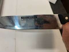 Cutting board with knife set, comes in storage/carrying case, see pictures for details.