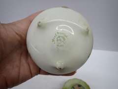 Hand Painted Nippon Porcelain Pin Cushion and Tea Strainer Set