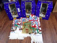 Winter Valley Figurines, Christmas Votive Holder and Santa Towels