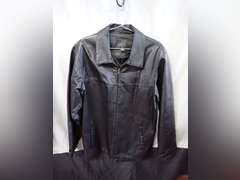 Men's Black Leather Jacket, Size Large