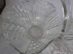 Three Piece Cut Glass Serving Set: Basket, Square Dish, and Bowl