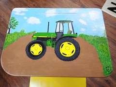 Custom John Deere Tractor Painted School Desk