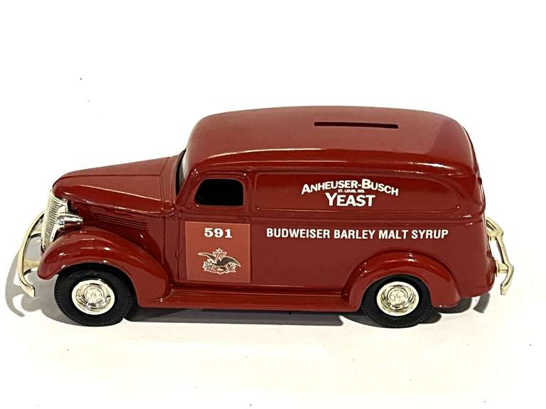 Diecast vintage Anheuser-Busch van replica coin bank, see pictures for details. image
