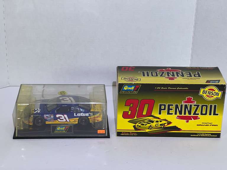 Johnny Benson #30, diecast stock car replica, comes in original box, also includes a Mike Skinner, #31, diecast stock car replica with display case, see pictures for details. image