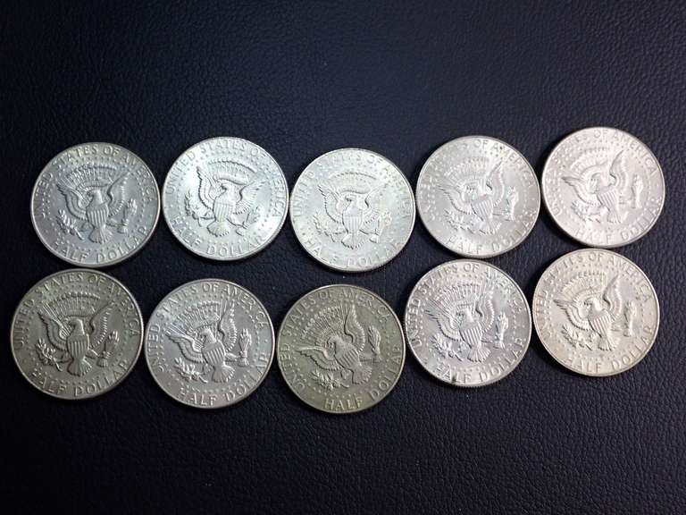 (10) KENNEDY HALF DOLLAR COINS - 40% SILVER