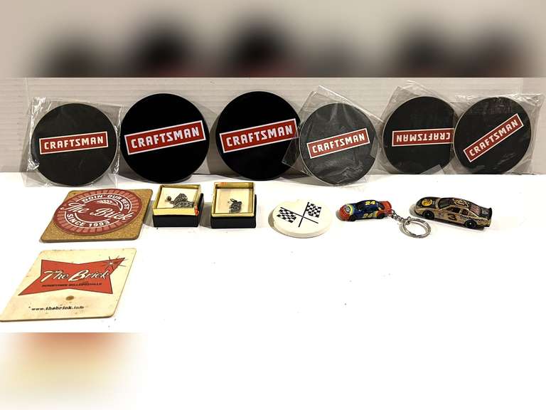 Assorted coasters, Dale Earnhardt, #3 earrings and bracelet charm, and more. See pictures for details. image
