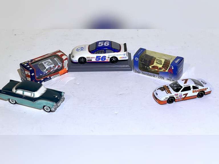 Dept. 56 ceramic ‘55 Ford Fairlane, and #56 stock car replica, also includes small diecast stock car replicas, see pictures for details. image