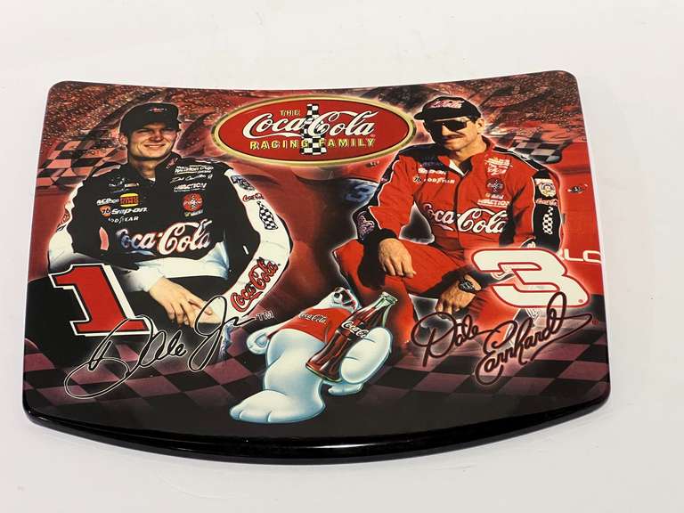 Coca-Cola racing family, Dale Earnhardt/Dale Earnhardt Jr. 14" “hood” wall hanging, see pictures for details. image