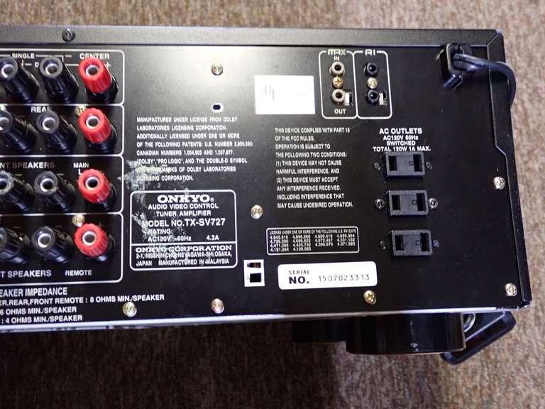 Onkyo TX-SV727 Audio Video Control Tuner Amplifier with Remote