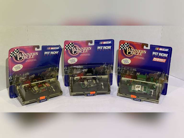 NASCAR Pit Row, featuring Ken Schrader, Kenny Irwin, and Ward Burton, all three are still in original packaging, see pictures for details. image