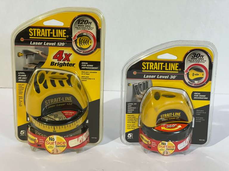 Strait-line laser level 120, and Strait-line laser level 30, both are still in original packaging, see pictures for details. image