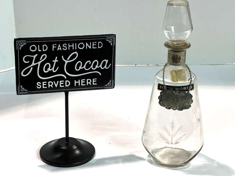 Hot cocoa table sign, also includes a Four Roses bottle, see pictures for details. image