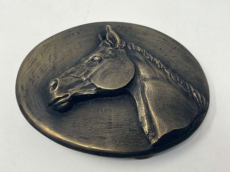 Vintage bronze horse head belt buckle, this is a James Avery piece from the Texas Hill country, see pictures for details. image