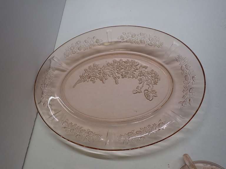 Floral Depression Glass Dinnerware Set