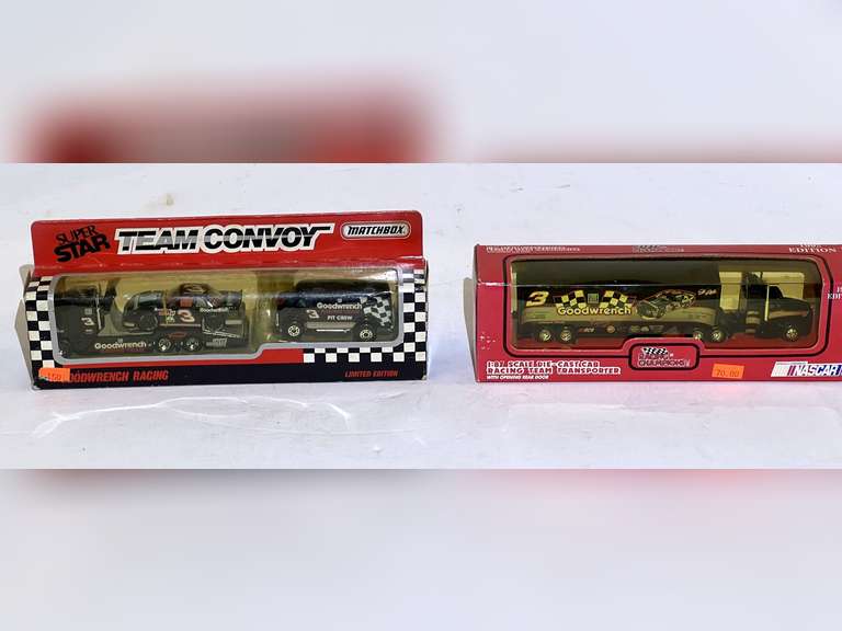 Dale Earnhardt diecast team convoy and race team transport replicas, both come in original packaging, see pictures for details. image