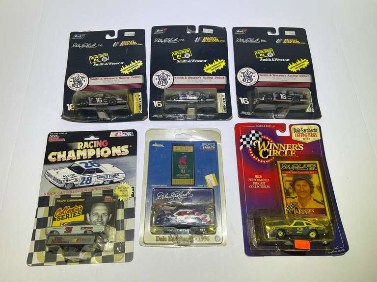 Assorted diecast stock car miniature replicas, featuring Dale Earnhardt, and Ron Hornaday Jr. , six pieces, all pieces are still in original packaging, see pictures for details. image
